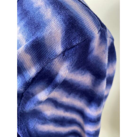 Tory Burch Blue Stripe Tiger Tie Dye Combo Pat Cardigan Small Preppy Coastal - Picture 8 of 10